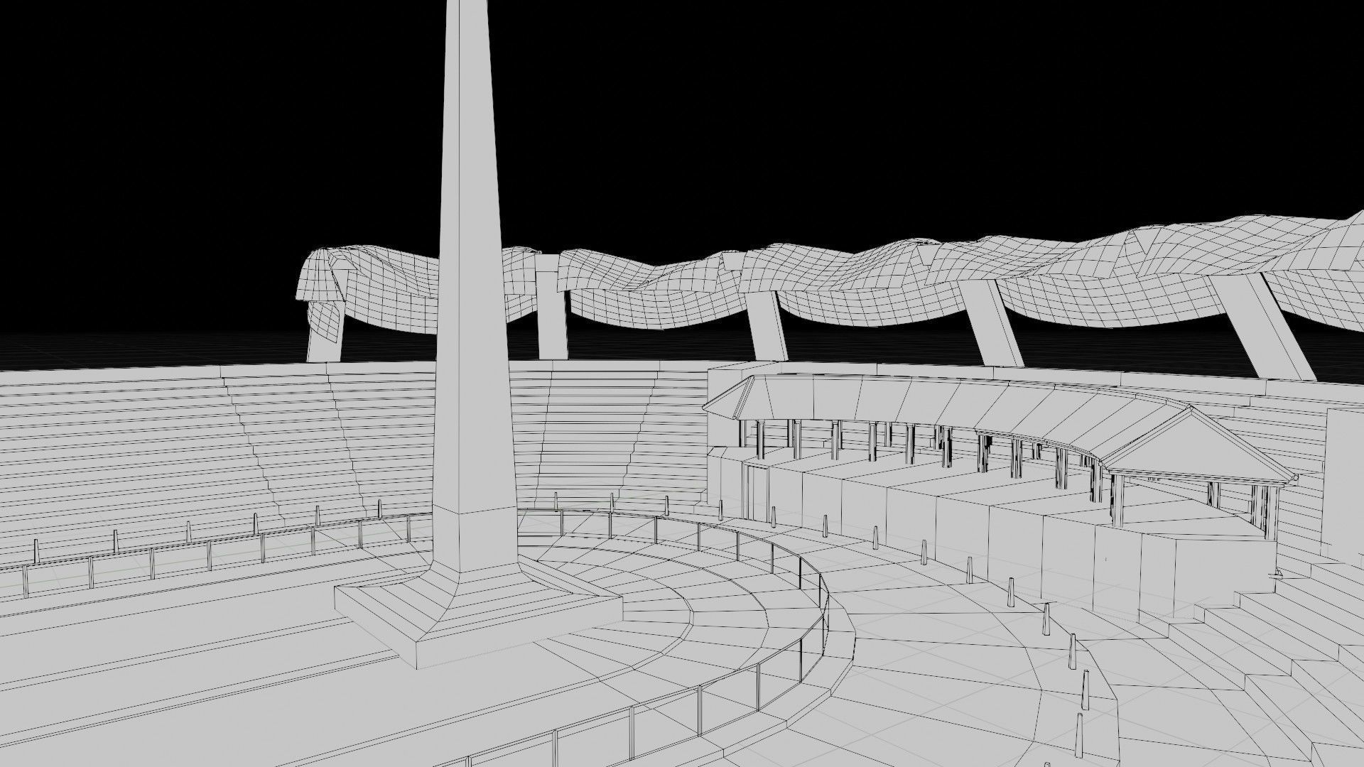 lowpoly well detailed Medieval stadium Low-poly 3D model_22