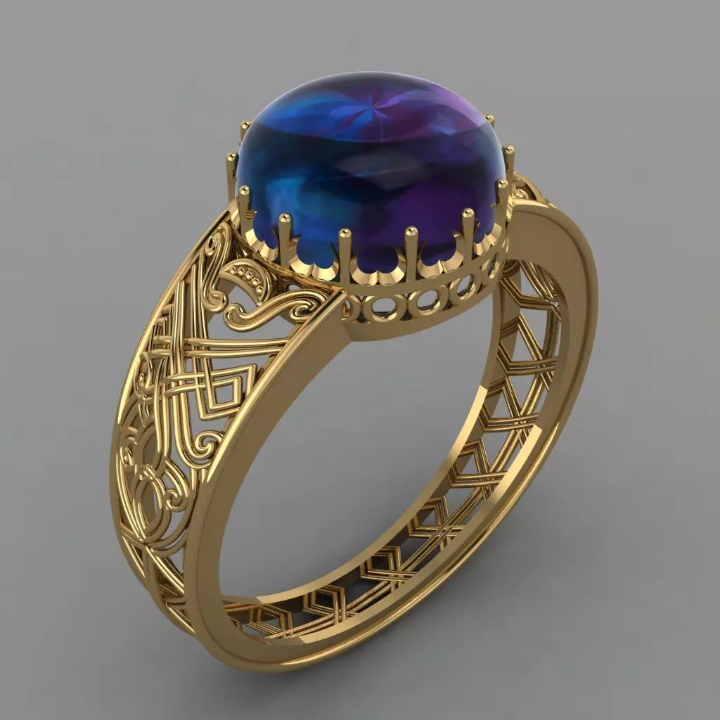 Blue Saphire Engagement ring for woman 3D Print Model 3D print model