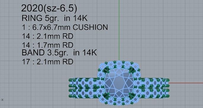 Round diamond ring with band 2020 3D print model 3D print model_4