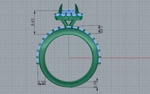 Round diamond ring with band 2020 3D print model 3D print model_6