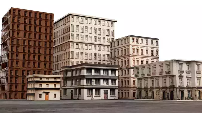 6 Realistic Low Poly Buildings building 