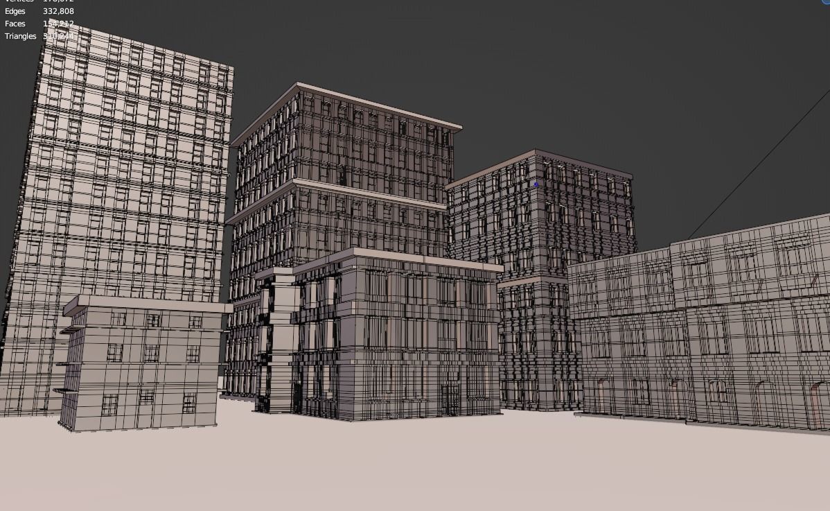 3D model 6 Realistic Low Poly Buildings building VR / AR / low-poly ...