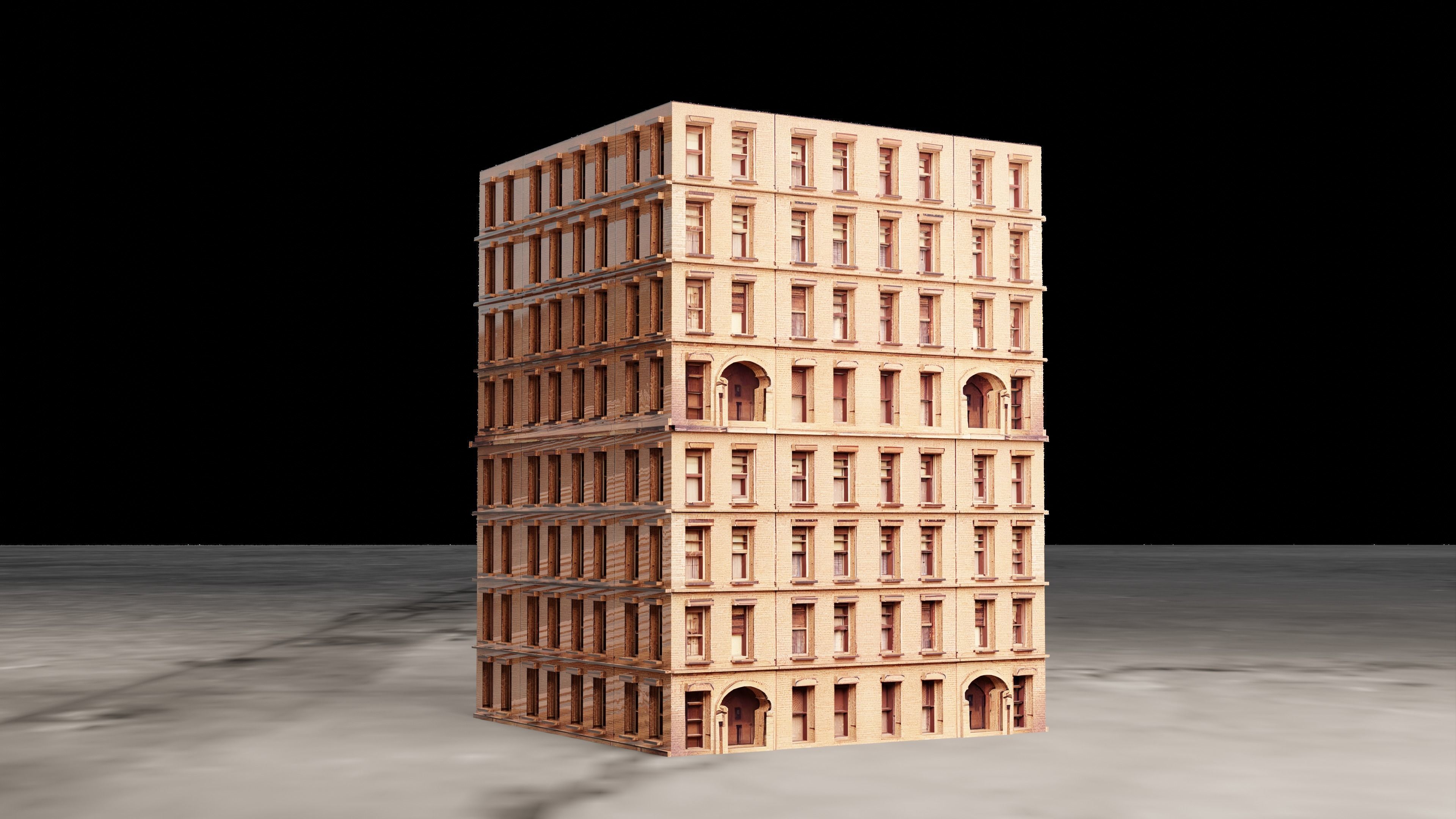3D model 6 Realistic Low Poly Buildings building VR / AR / low-poly ...