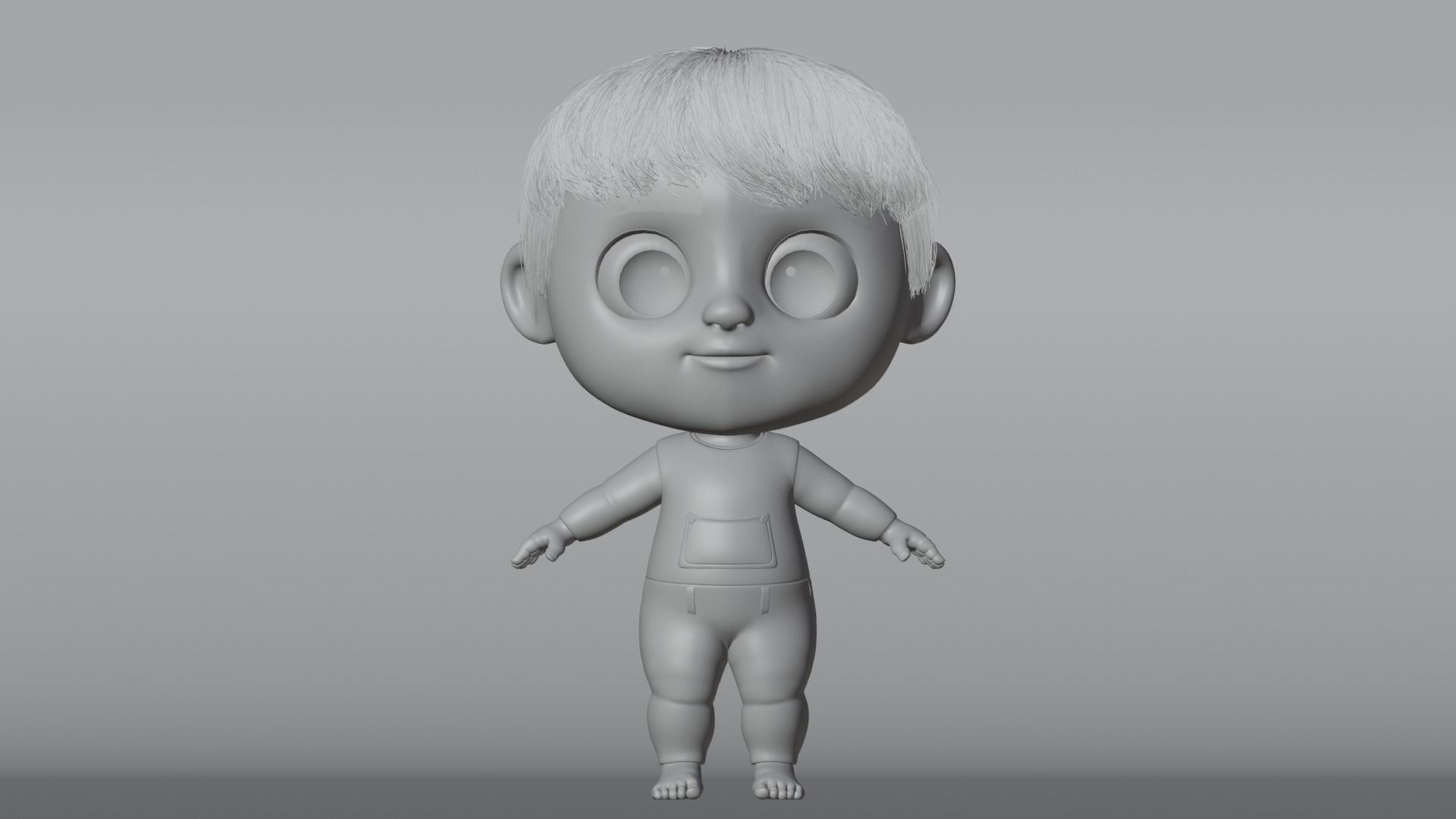Pink Cartoon Baby Character 3D model_22