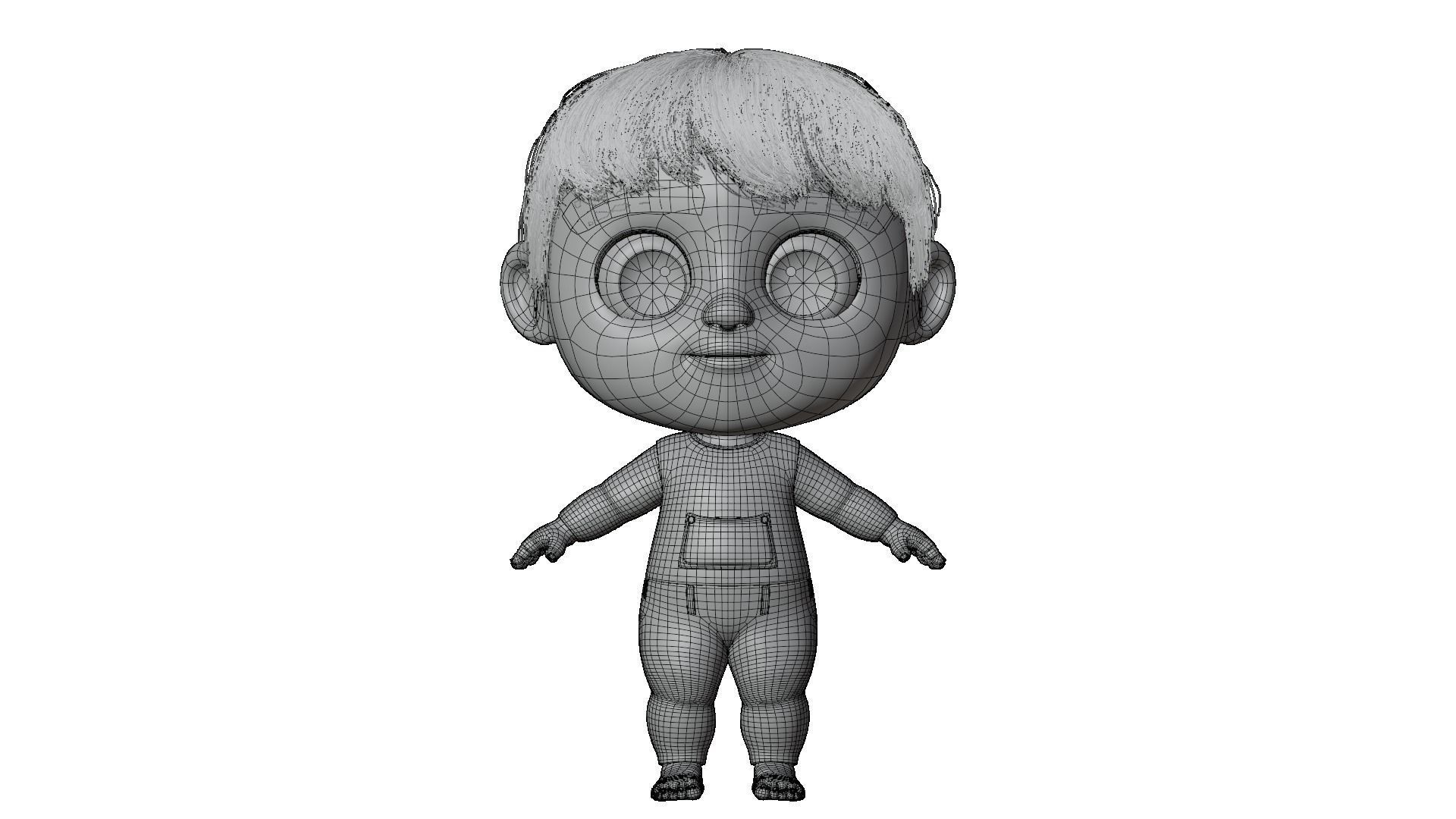 Pink Cartoon Baby Character 3D model_14