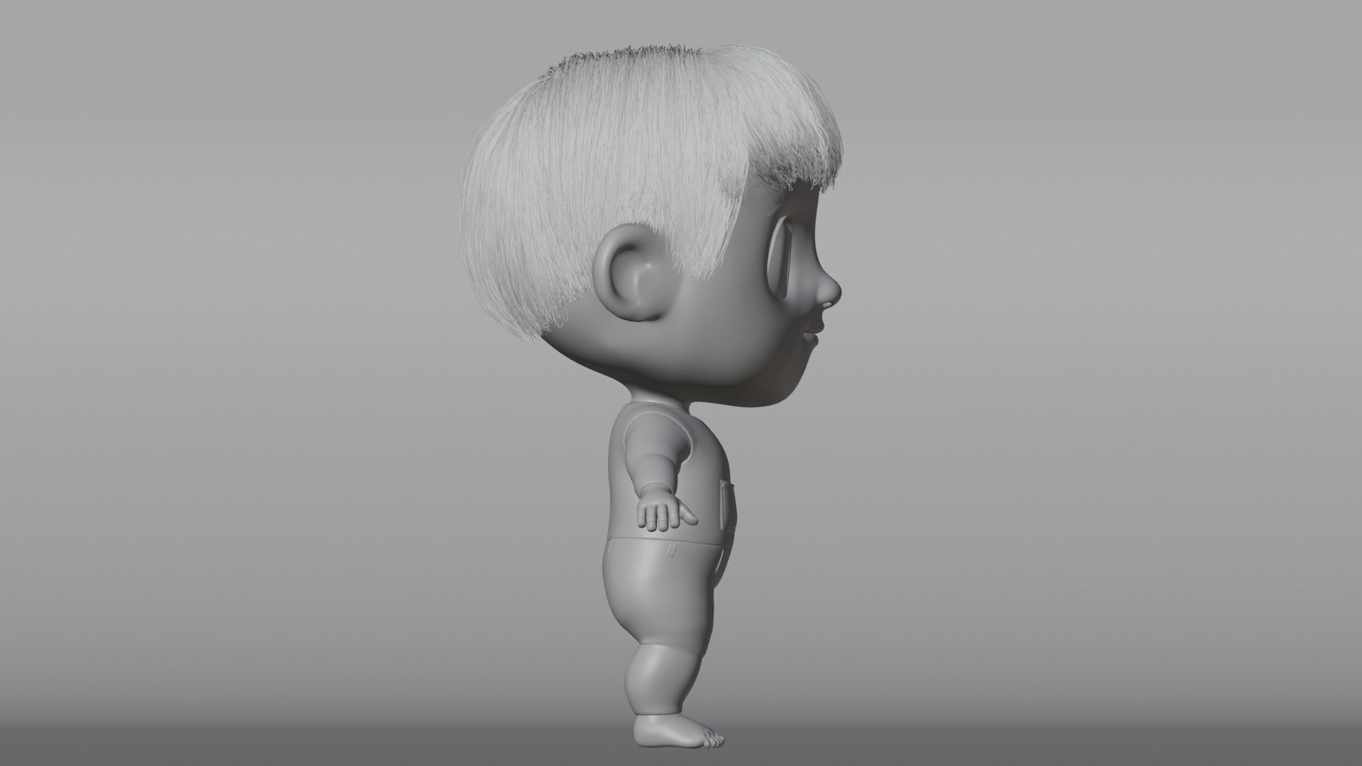 Pink Cartoon Baby Character 3D model_23