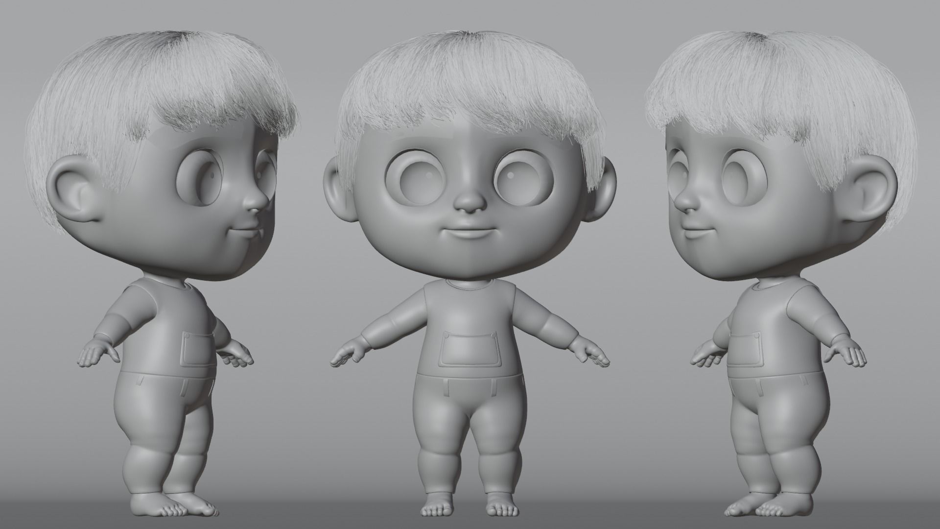 Pink Cartoon Baby Character 3D model_4