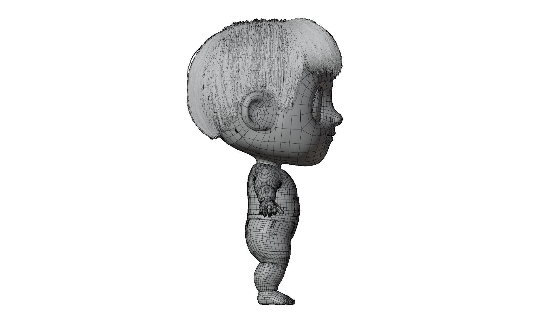 Pink Cartoon Baby Character 3D model_15