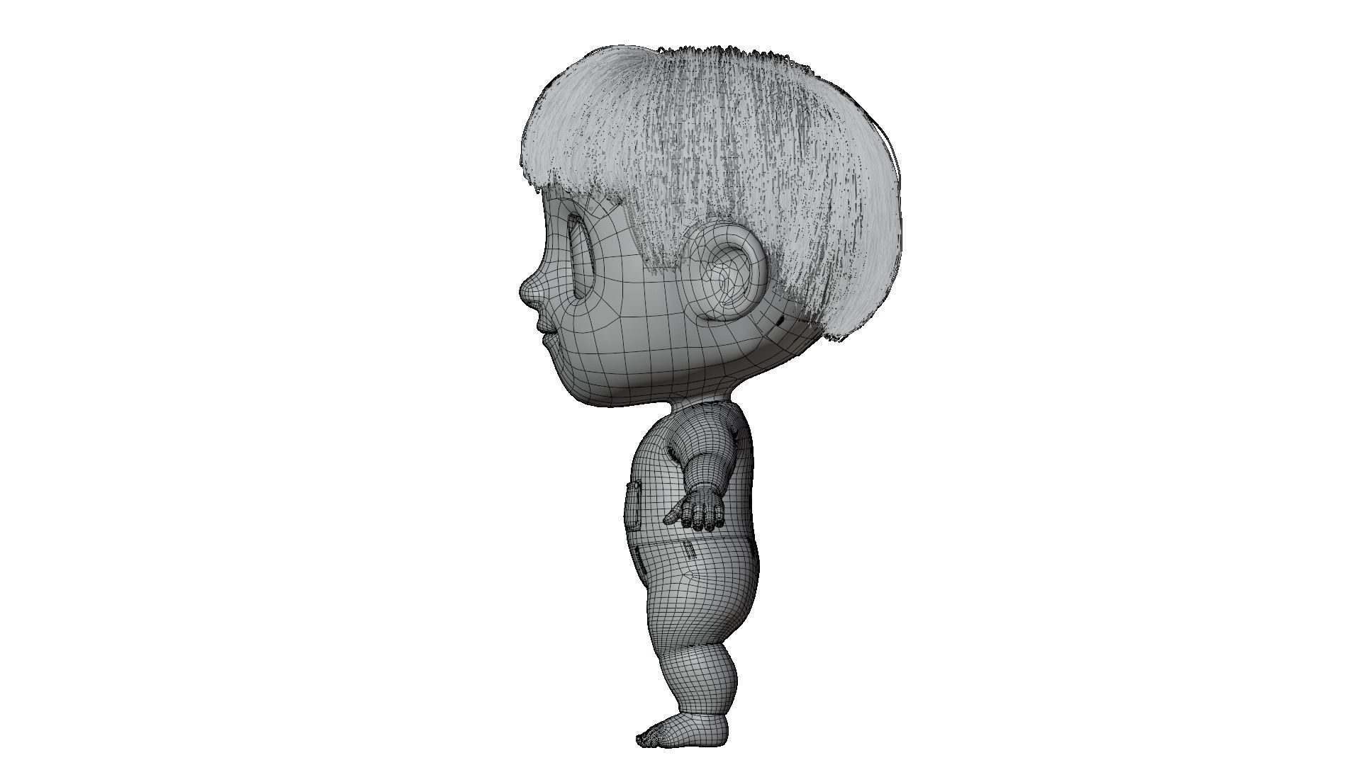 Pink Cartoon Baby Character 3D model_17