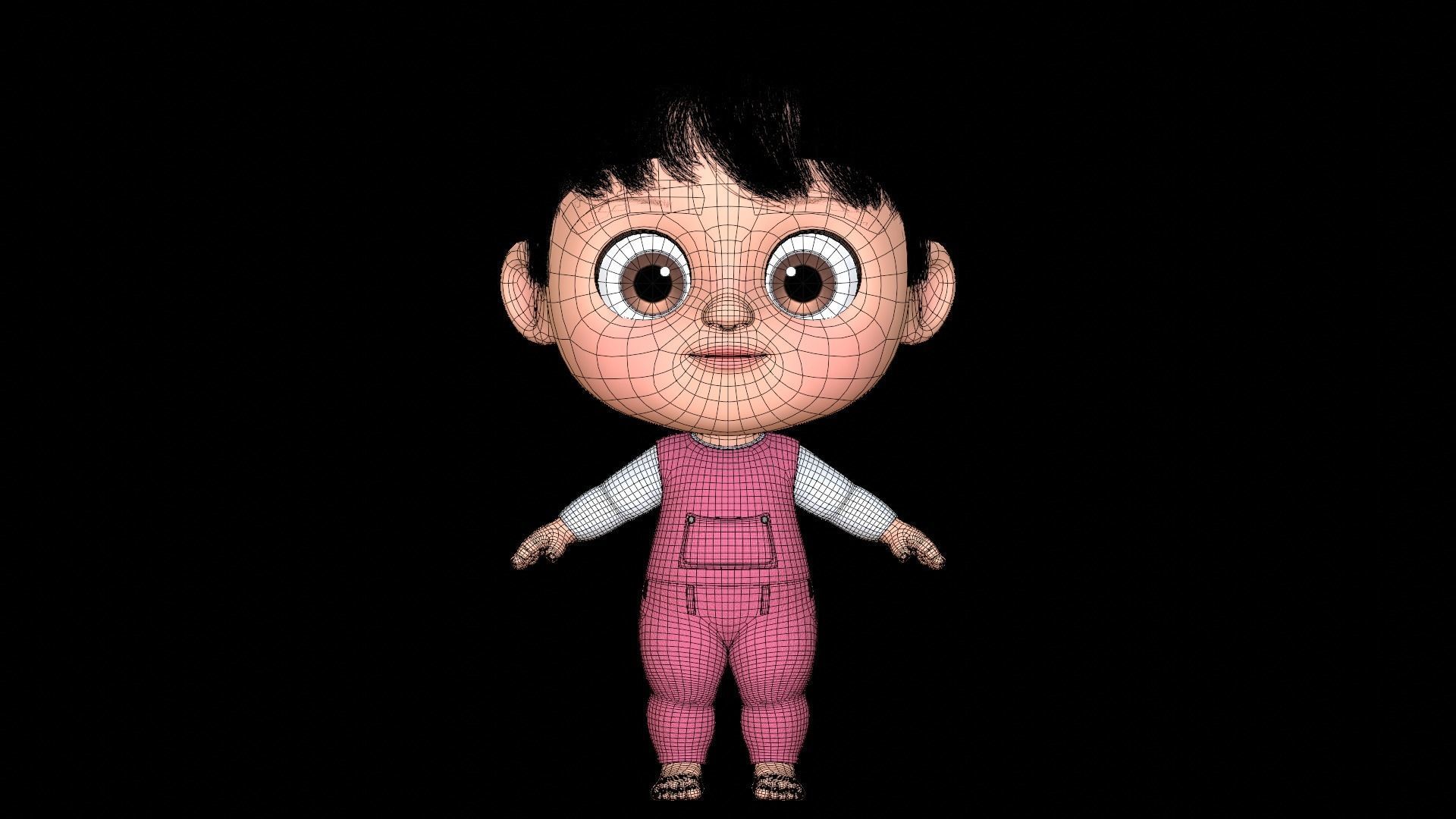 Pink Cartoon Baby Character 3D model_18