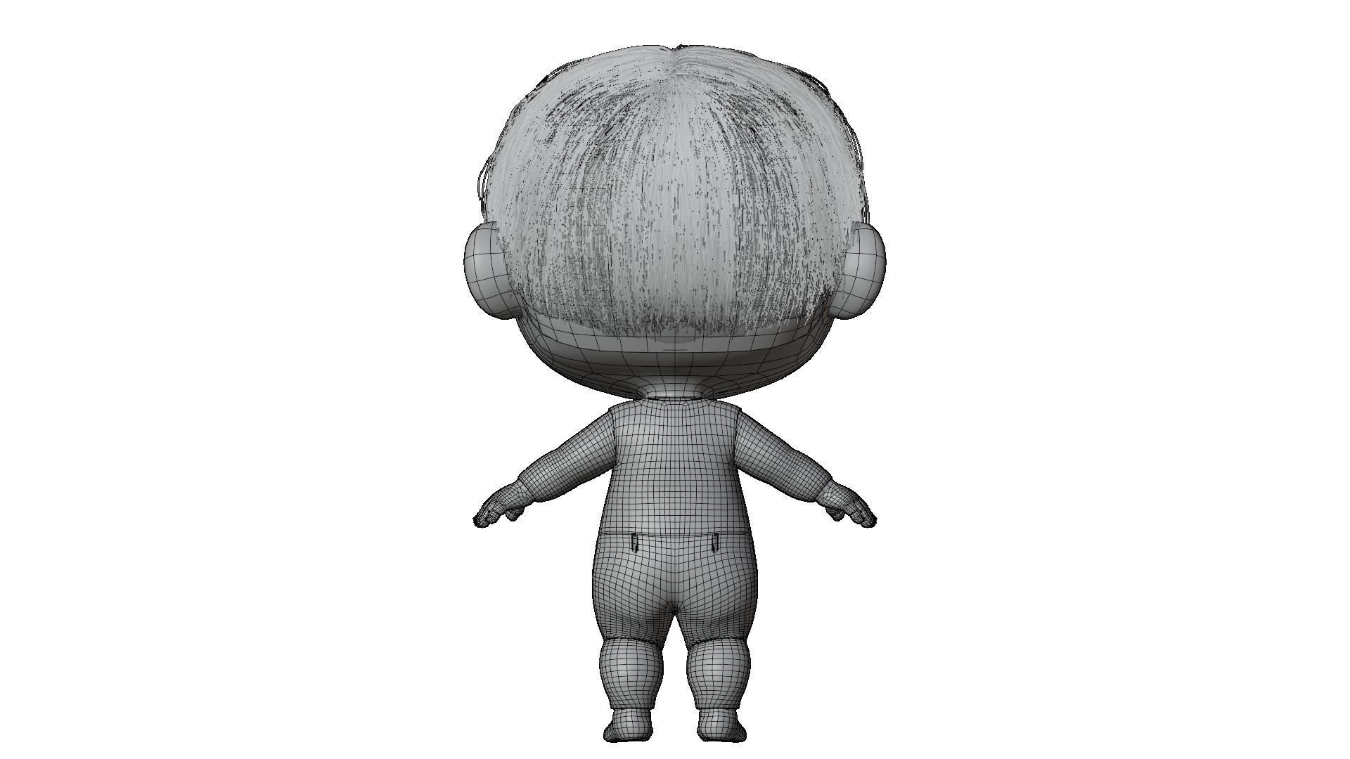 Pink Cartoon Baby Character 3D model_16