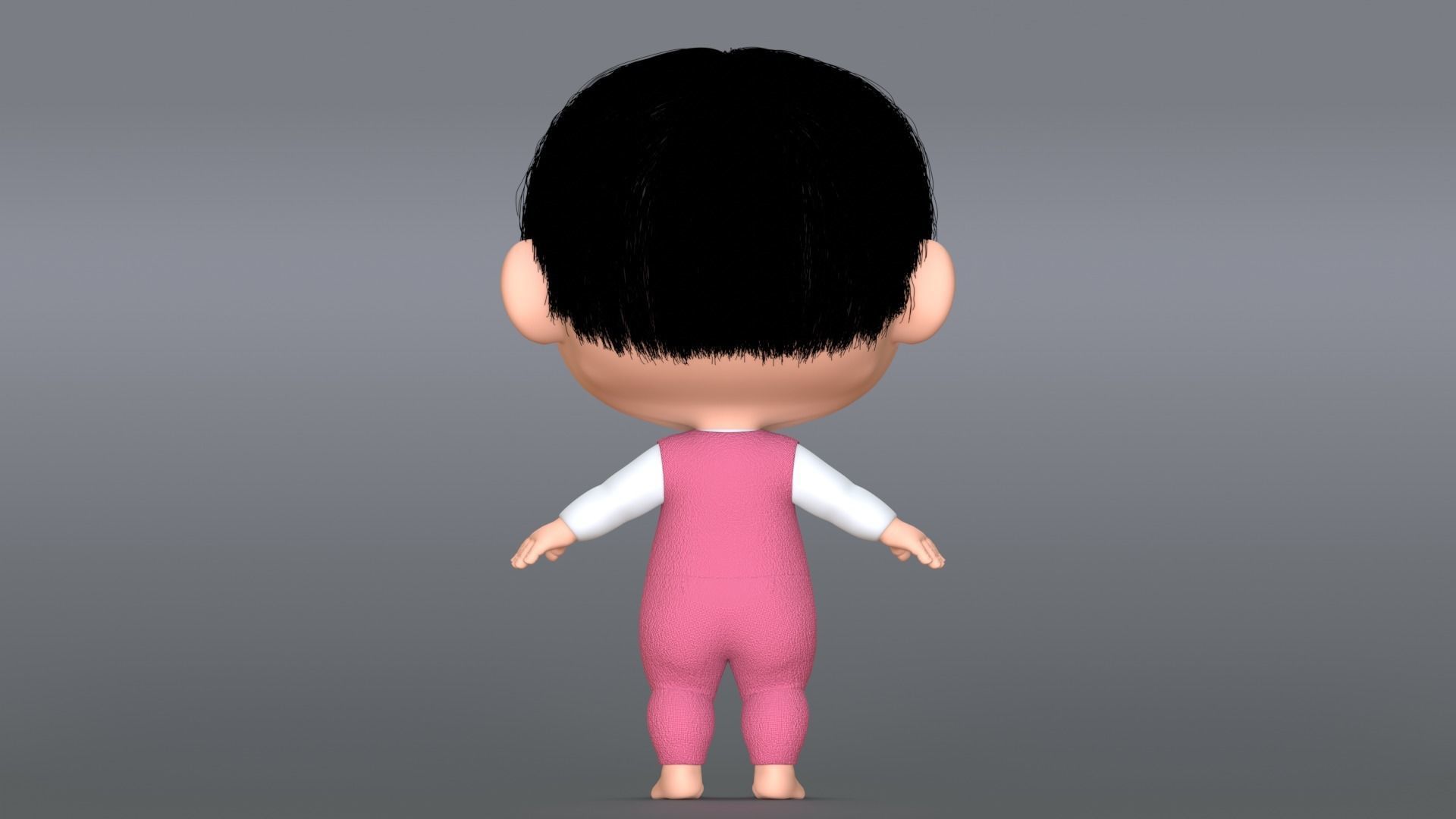 Pink Cartoon Baby Character 3D model_12
