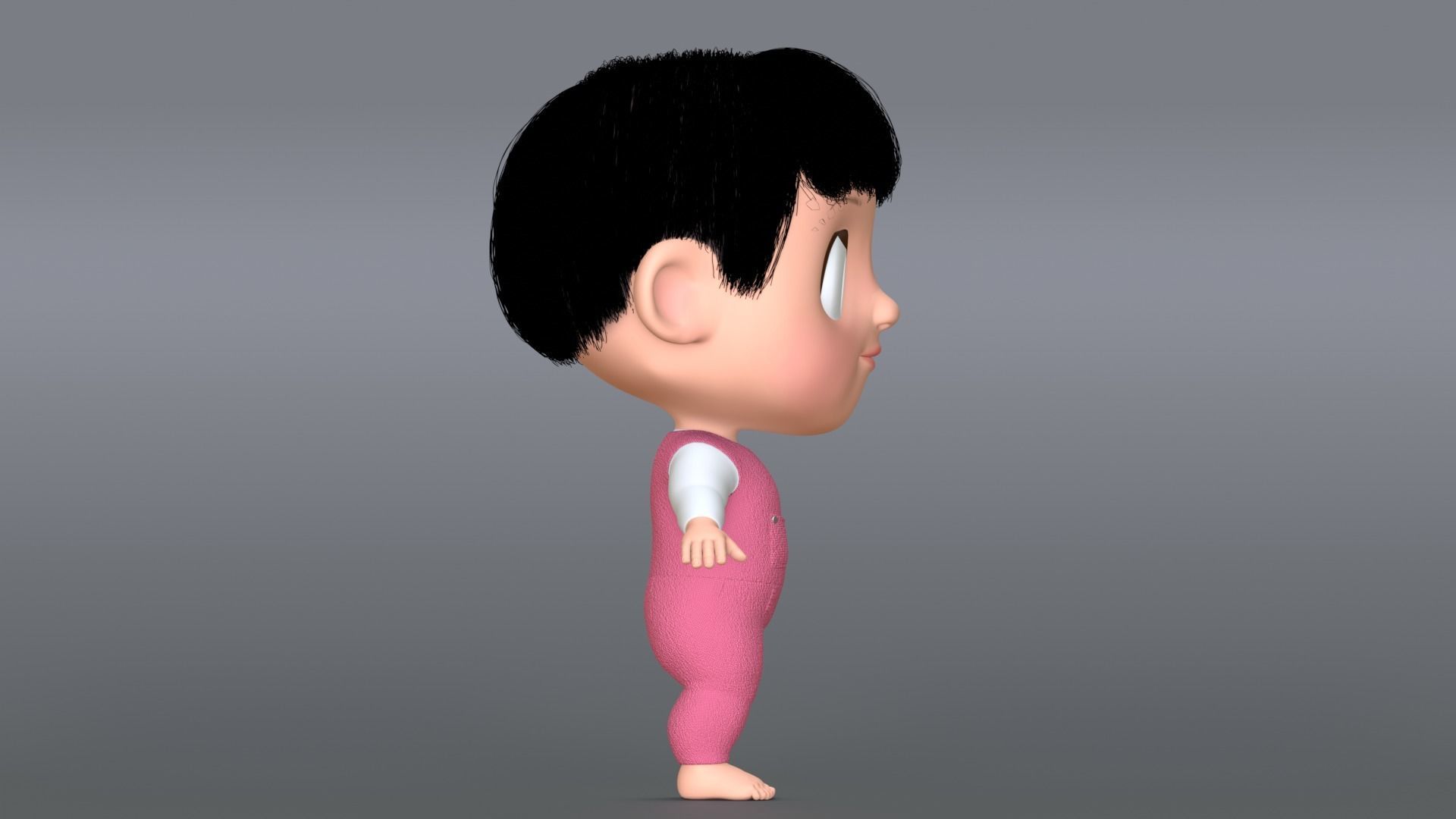 Pink Cartoon Baby Character 3D model_11