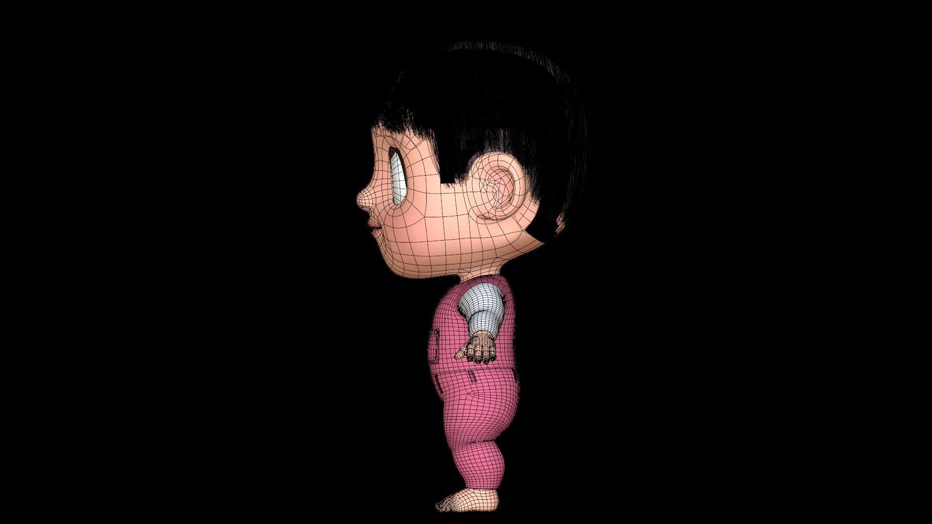 Pink Cartoon Baby Character 3D model_21