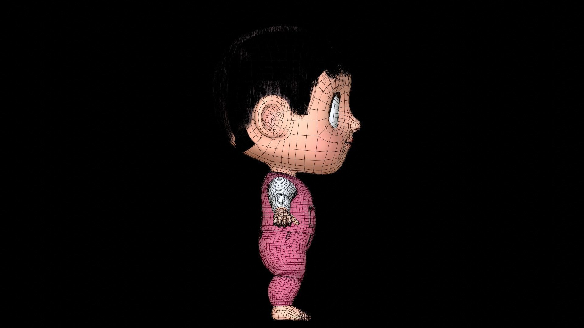 Pink Cartoon Baby Character 3D model_19