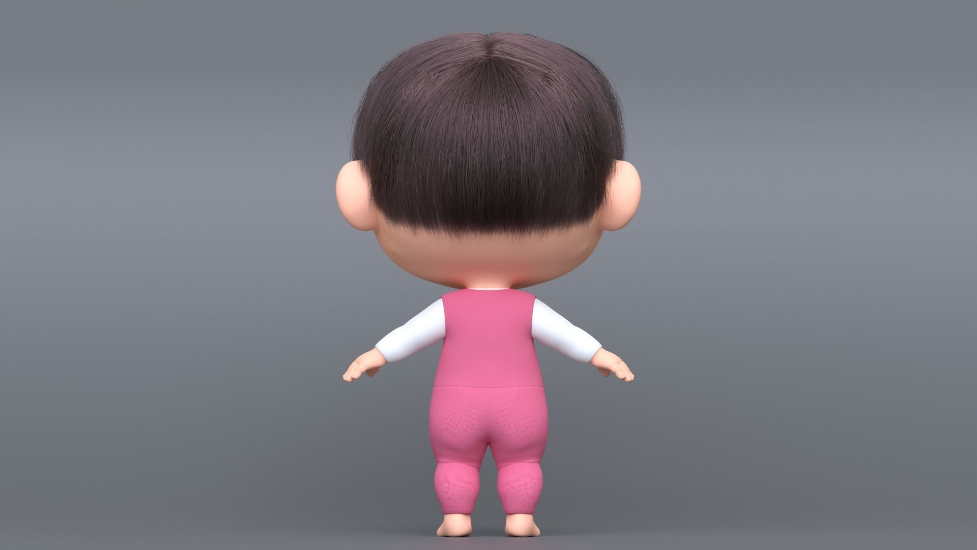 Pink Cartoon Baby Character 3D model_8