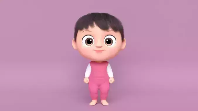 Pink Cartoon Baby Character 3D model