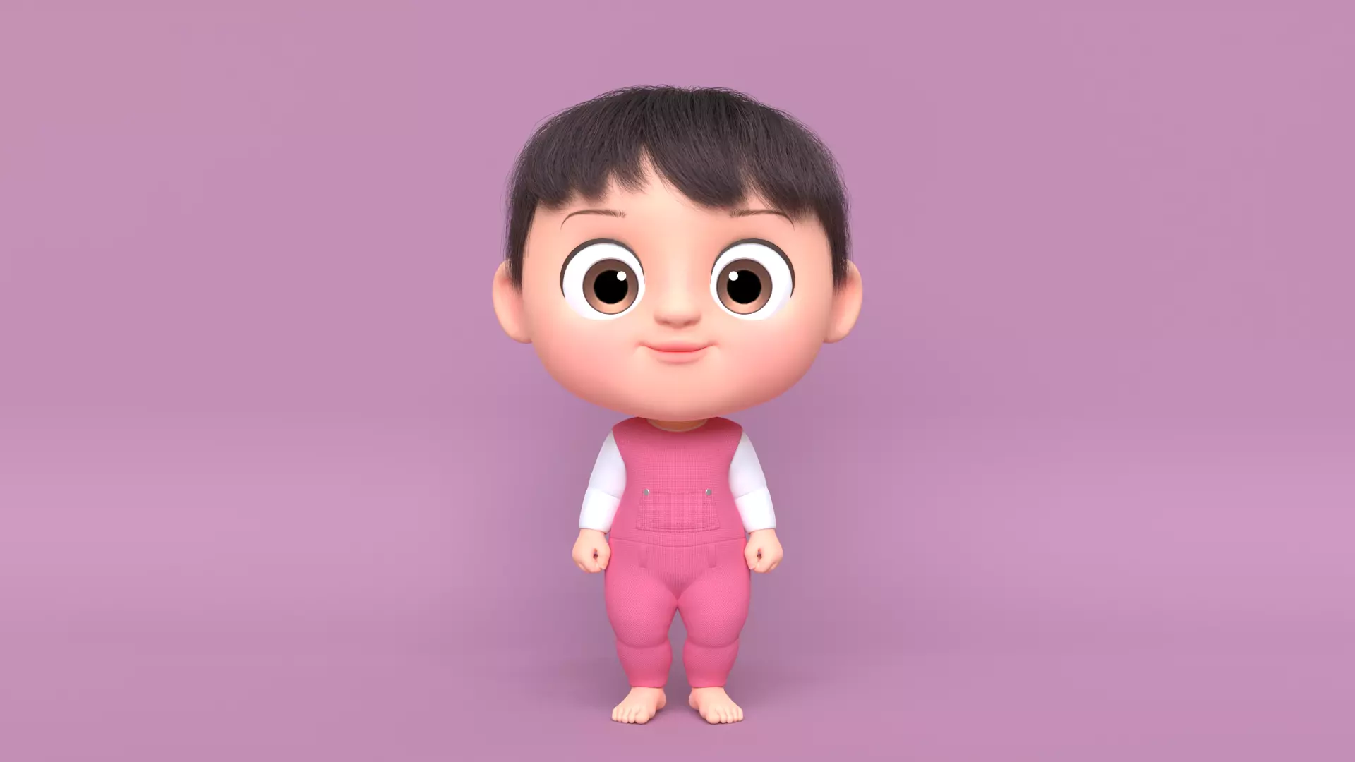 Pink Cartoon Baby Character 3D model_0