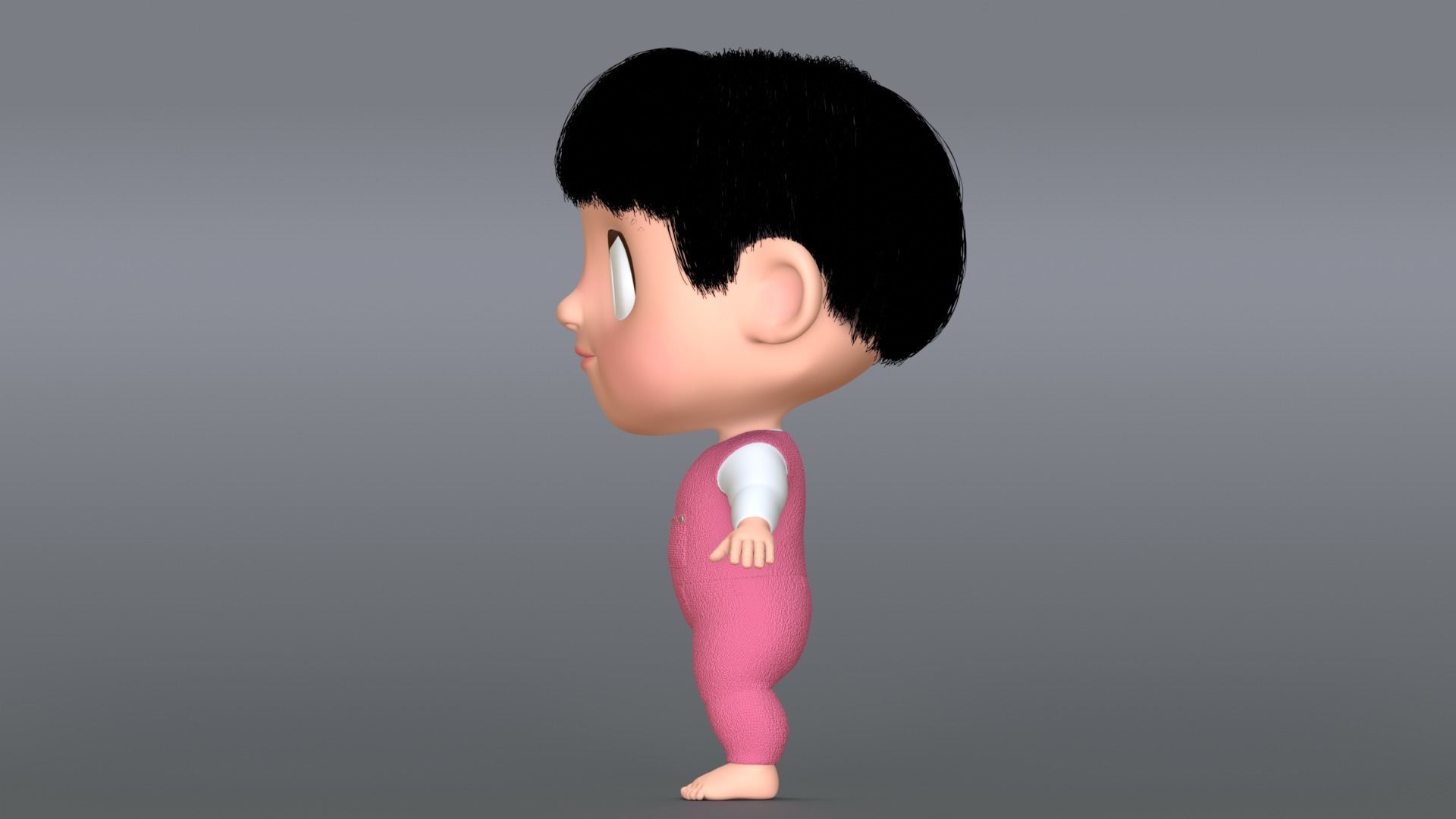 Pink Cartoon Baby Character 3D model_13
