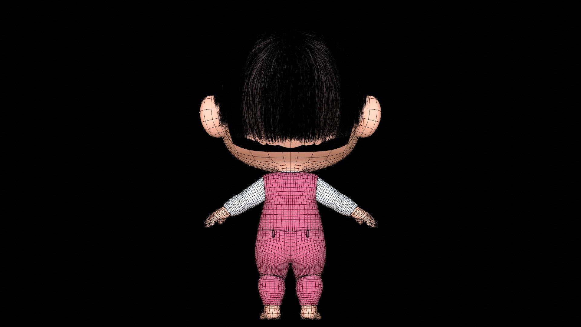 Pink Cartoon Baby Character 3D model_20