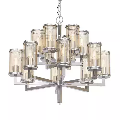 Claridges light chrome chandelier with clear glass cylinders