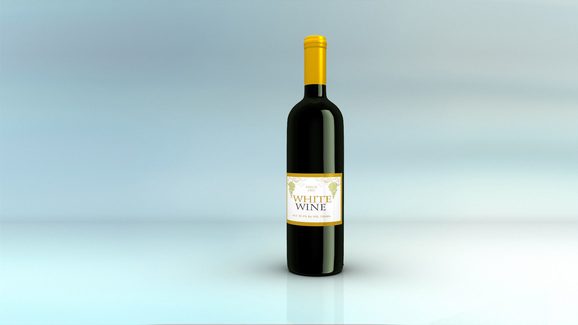 White Wine bottle 3D model_2