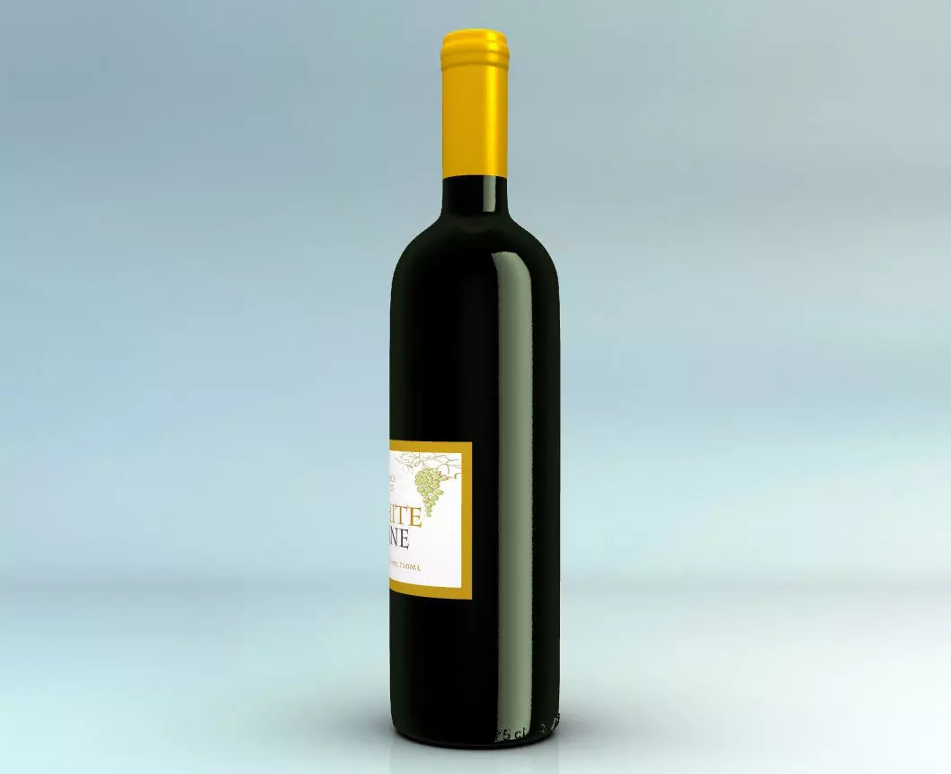 White Wine bottle 3D model_0