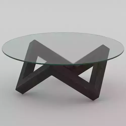 modern wood and glass coffee table Low-poly 3D model