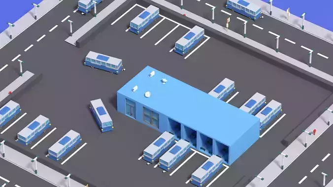 Cartoon Bus Station