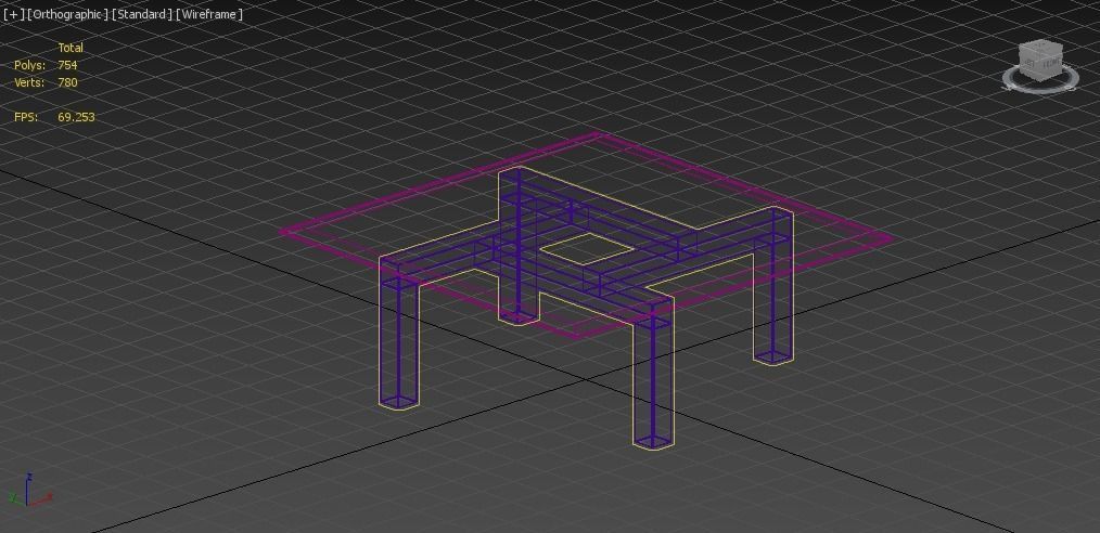  wood and glass coffee table  Low-poly 3D model_7
