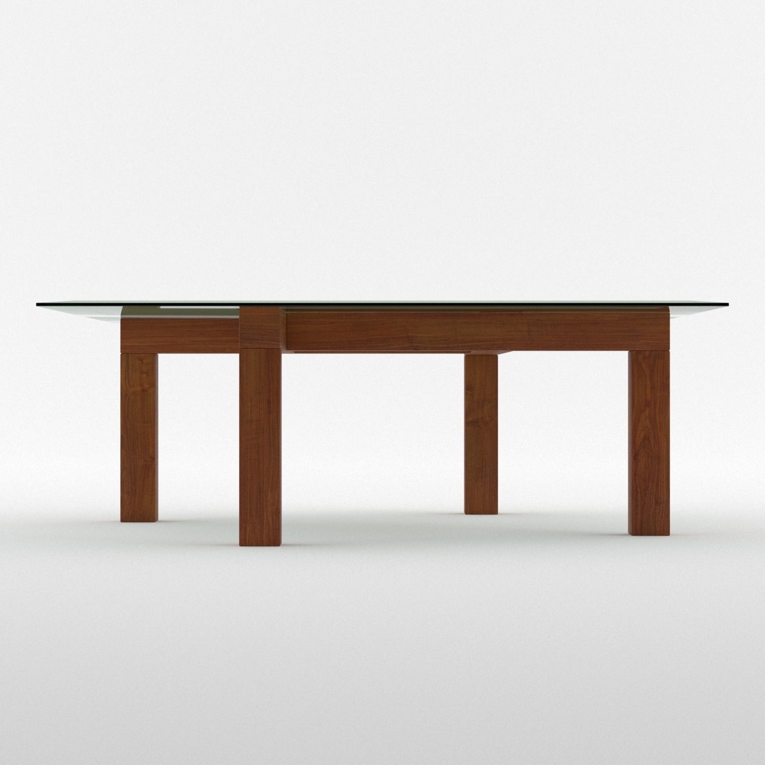  wood and glass coffee table  Low-poly 3D model_2