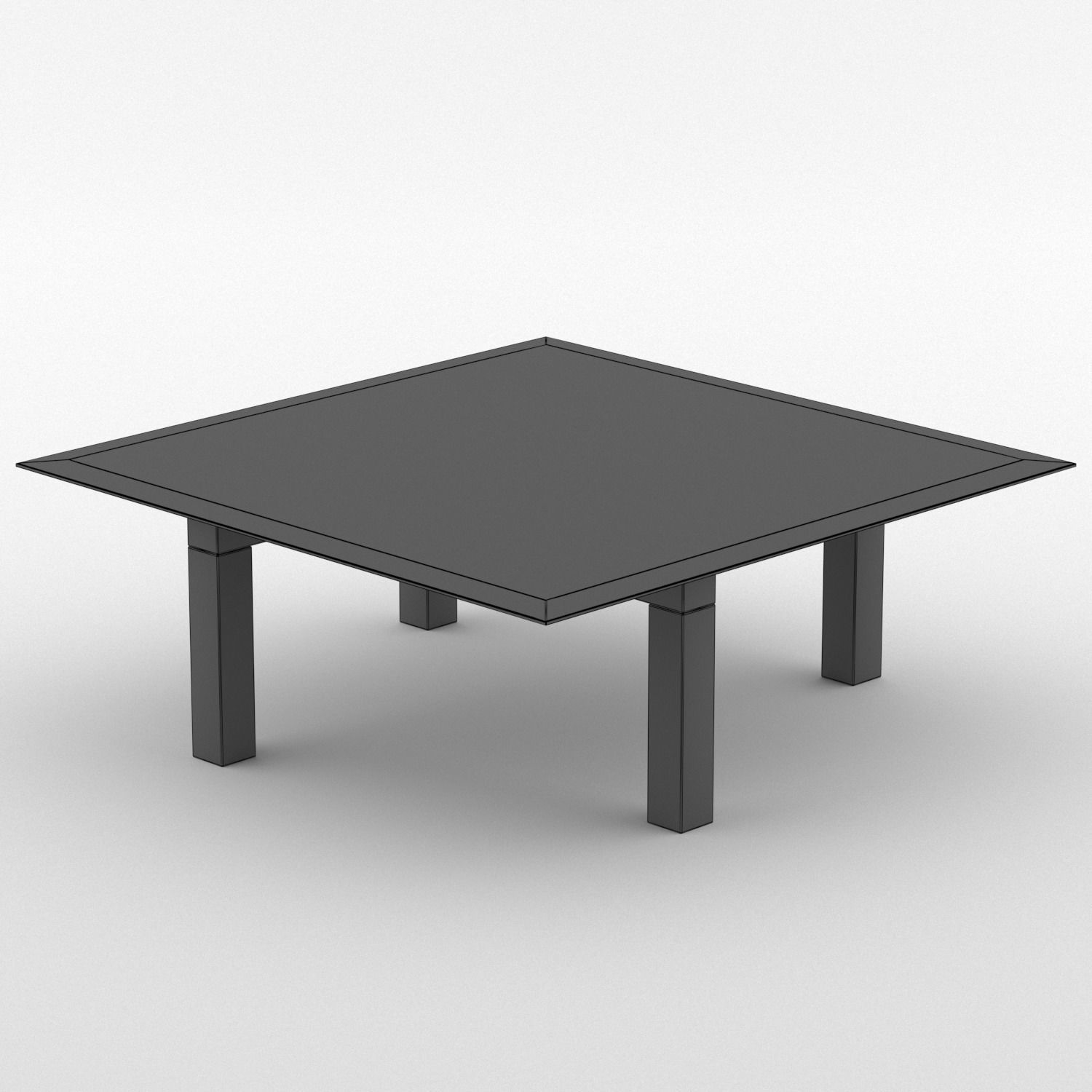  wood and glass coffee table  Low-poly 3D model_5