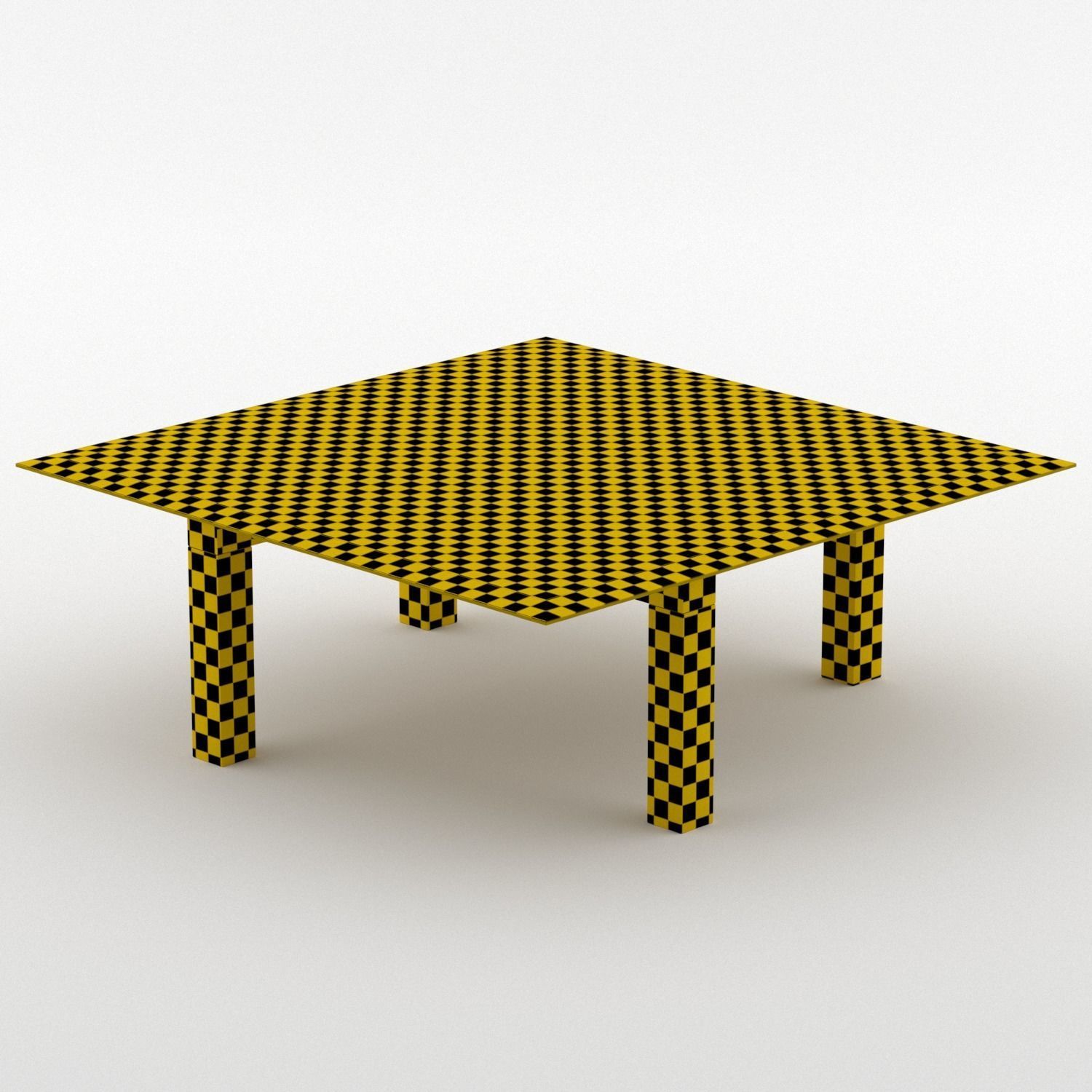  wood and glass coffee table  Low-poly 3D model_4