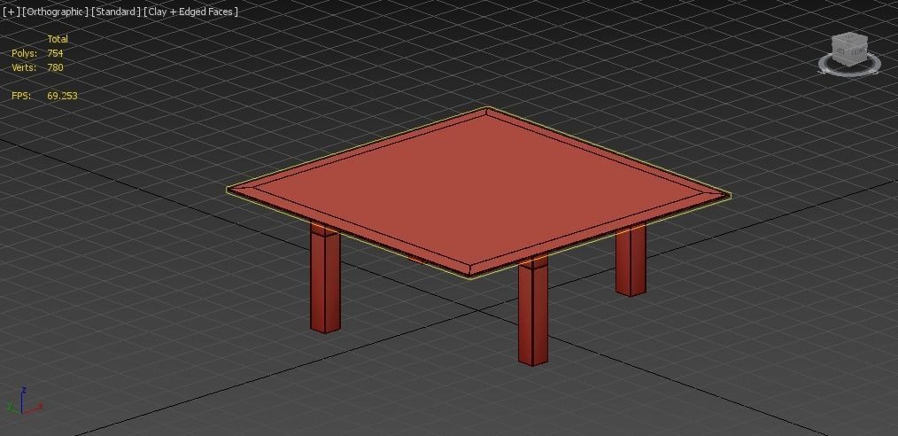  wood and glass coffee table  Low-poly 3D model_6