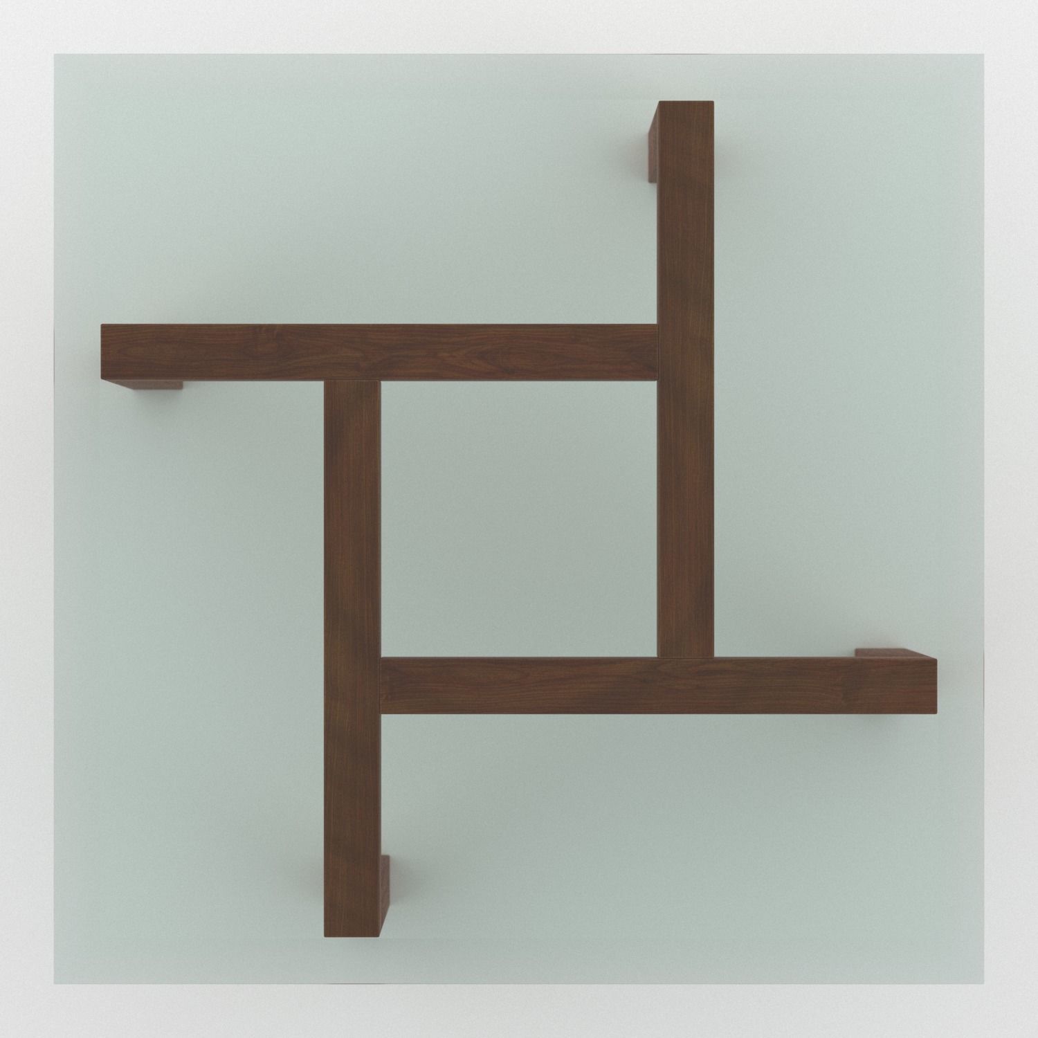  wood and glass coffee table  Low-poly 3D model_3