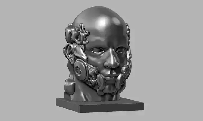 human robot head bust a04 3D print model