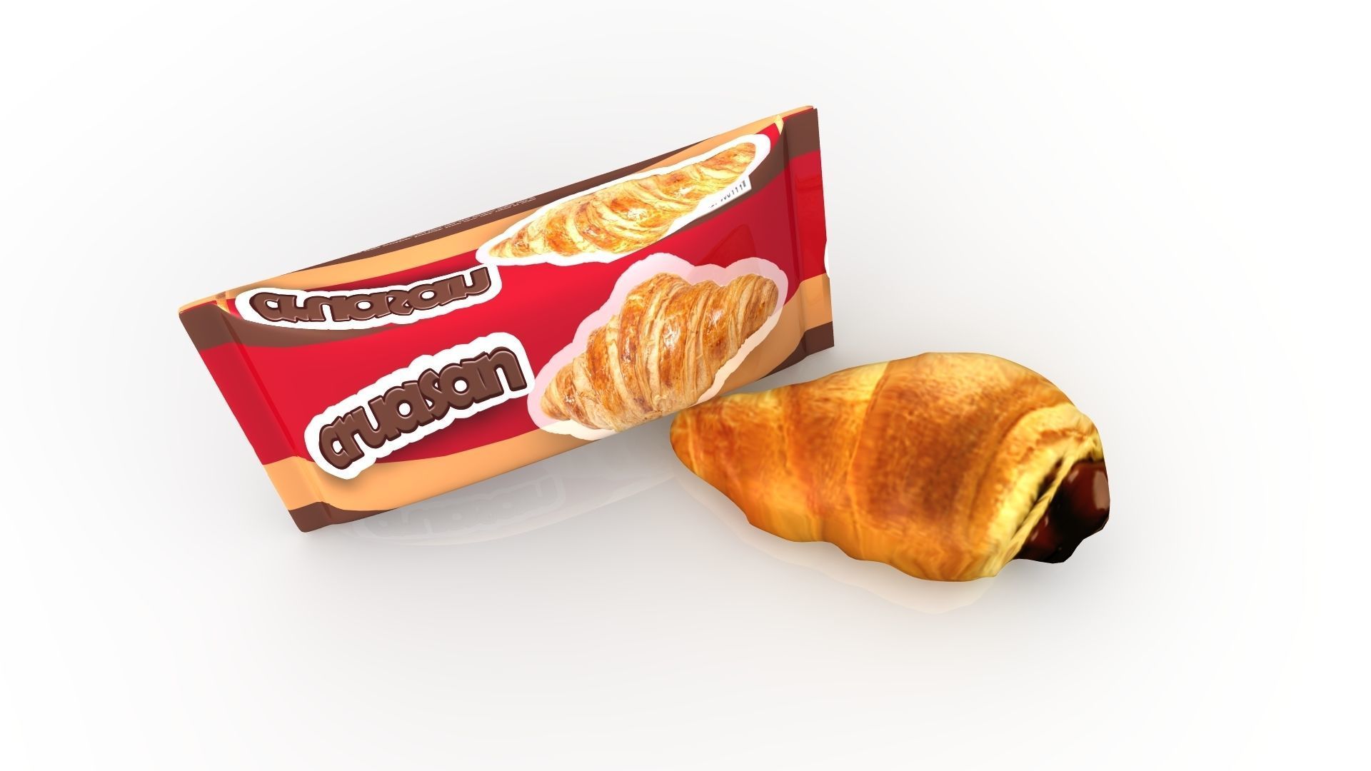 Croissant with package 3D model_3