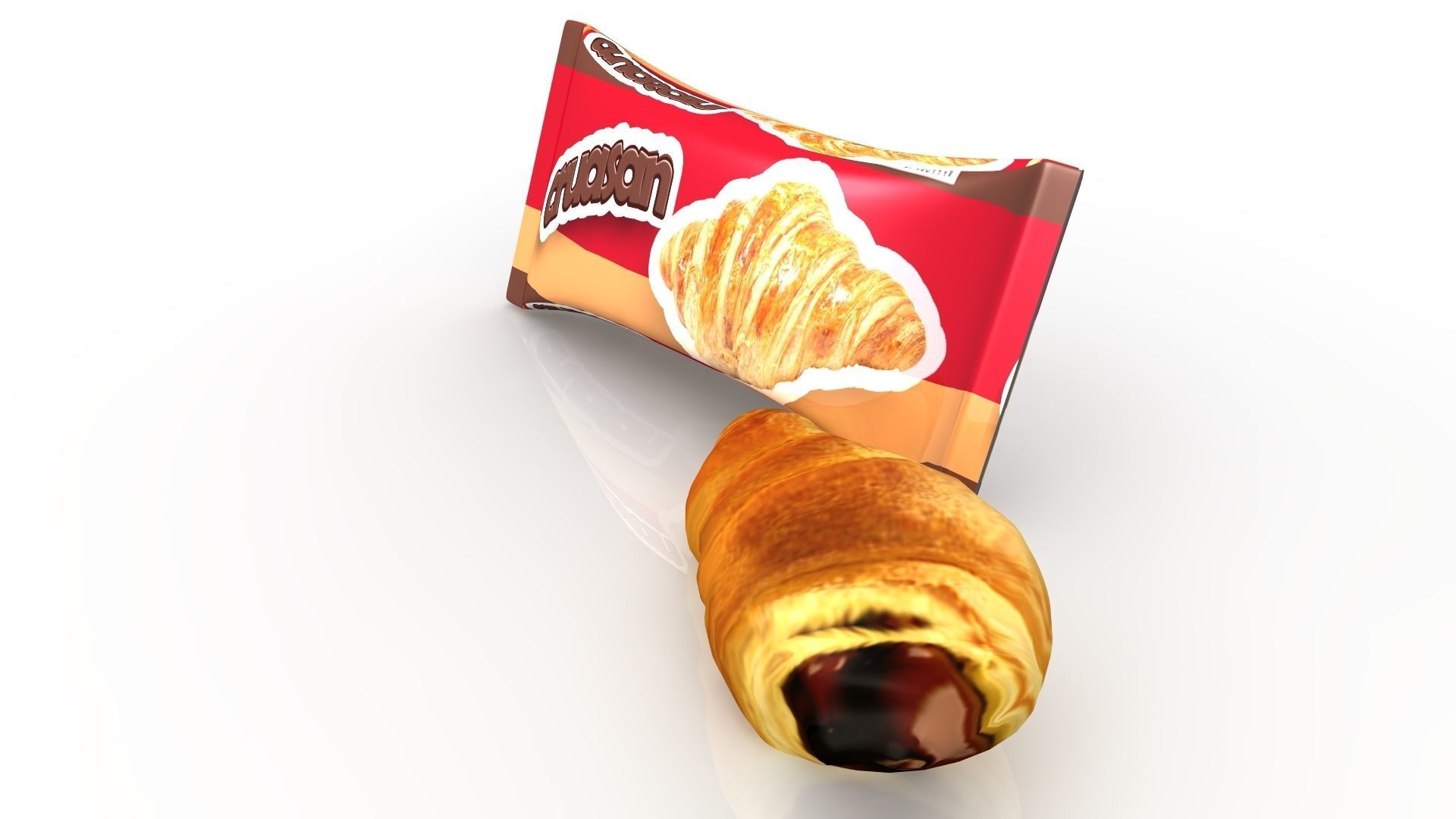 Croissant with package 3D model_2