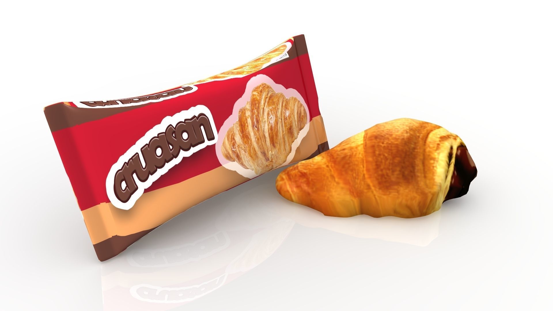 Croissant with package 3D model_1