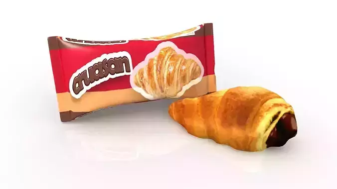 Croissant with package 3D model