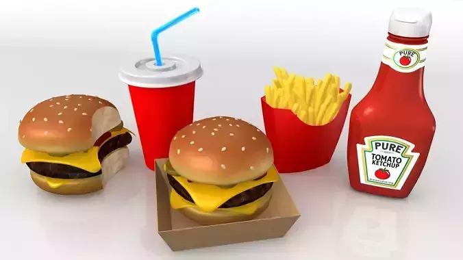 Fastfood Burger -Fries -Soda