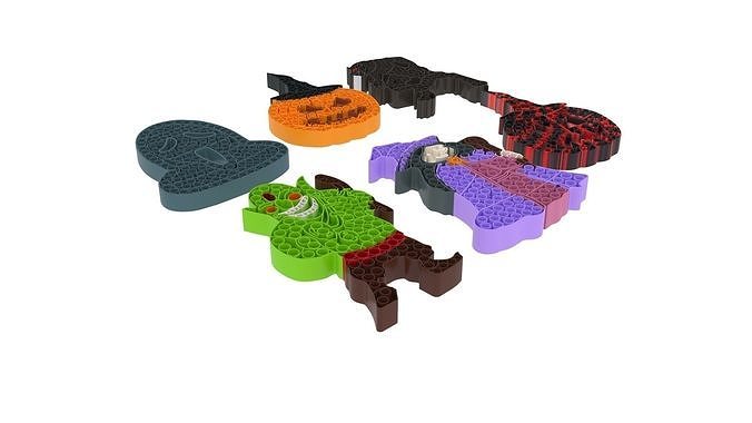 Halloween Pop It Fidget Toys Set 3D model