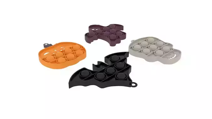 Mini Halloween Pop It Fidget Toy Set 3D model