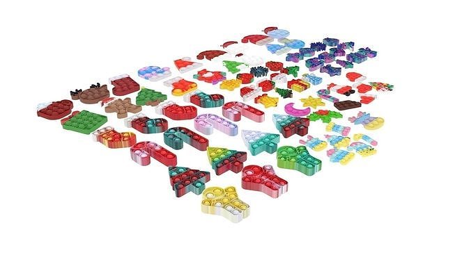 Mini Christmas Pop It Fidget Toys Set 3D model