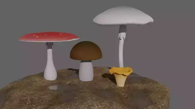 low poly mushroom pack