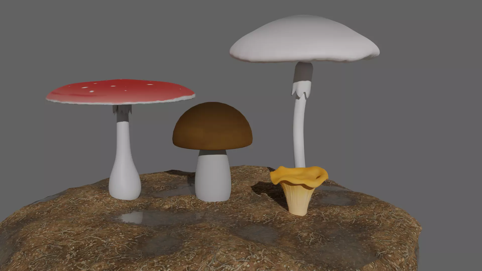 low poly mushroom pack 3D model