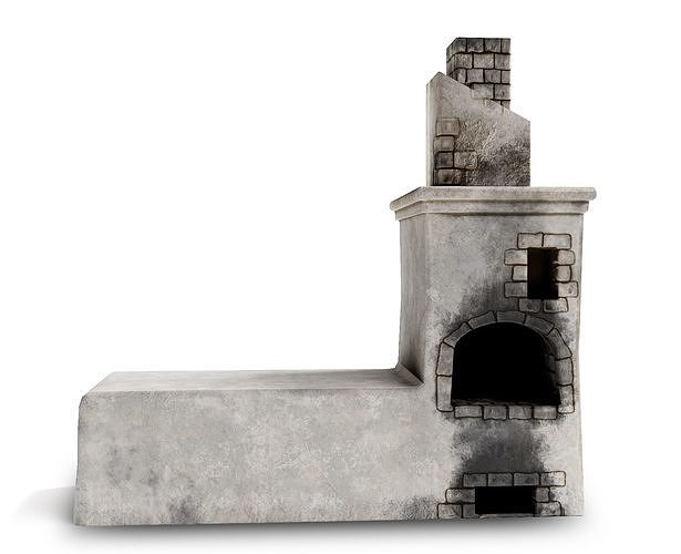 furnace brick old stove er1 Low-poly 3D model