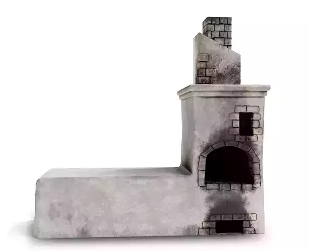 furnace brick old stove er1 Low-poly 3D model