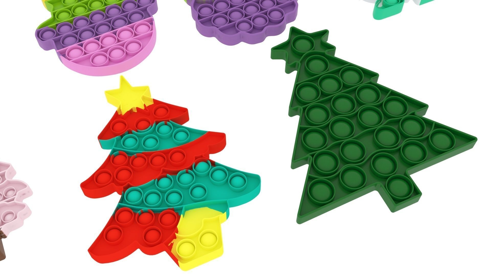 Christmas Pop It Fidget Toys Set 3D model_19