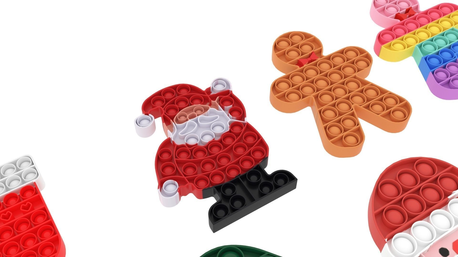 Christmas Pop It Fidget Toys Set 3D model_6